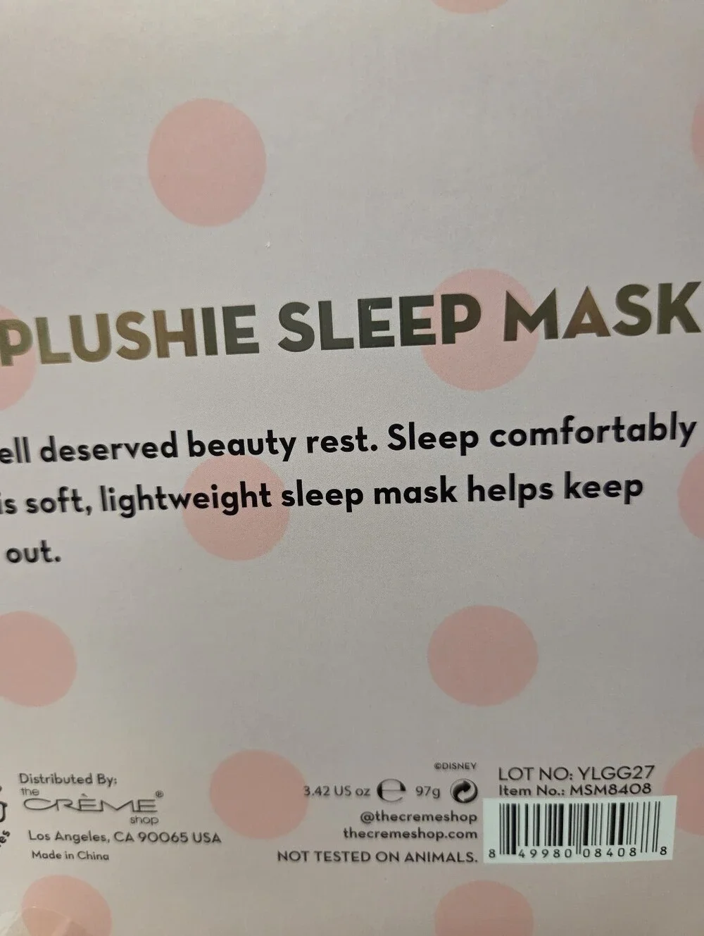 The Creme Shop Disney Minnie Mouse 3D Sleep Mask Nwt